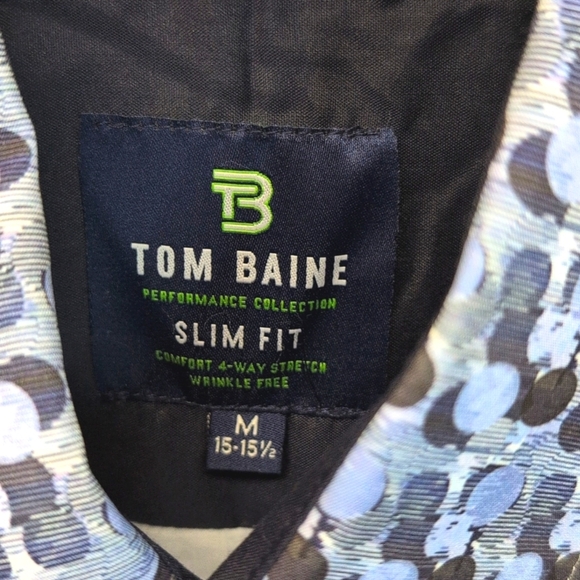Tom Baine Comfort 4-Way Stretch Winkle Free Performance Dress Shirt NWT Size M - Picture 6 of 8